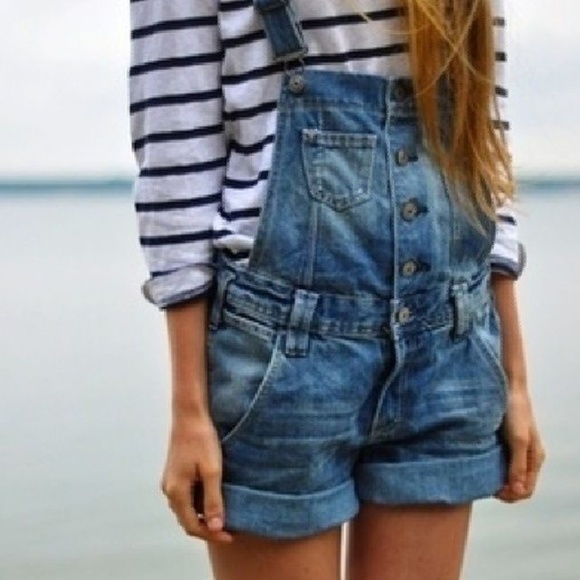Forever 21 Pants - Distressed denim overall shorts Forever 21